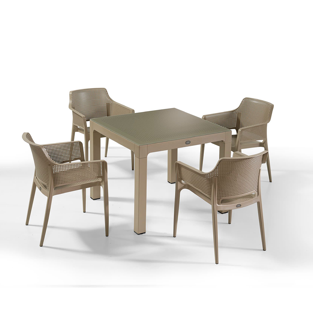 NS1 Masa Takımı 90x90 Camlı Masa + 4 Adet Koltuk NS1 Masa Takımı 90x90 Camlı Masa + 4 Adet Koltuk