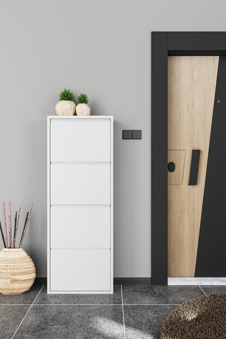 Dörtlü Metal Ayakkabılık Beyaz Formood