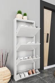 Dörtlü Metal Ayakkabılık Beyaz Formood