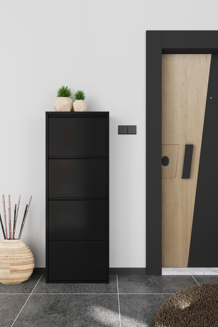 Dörtlü Metal Ayakkabılık Siyah Formood