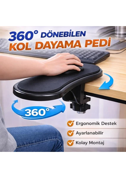 Masa Koltuk Için Kol Dayama Pedi Ayarlanabilir Dönebilen Bilgisayar Kol Dayanağı Kol Dayama Pedi