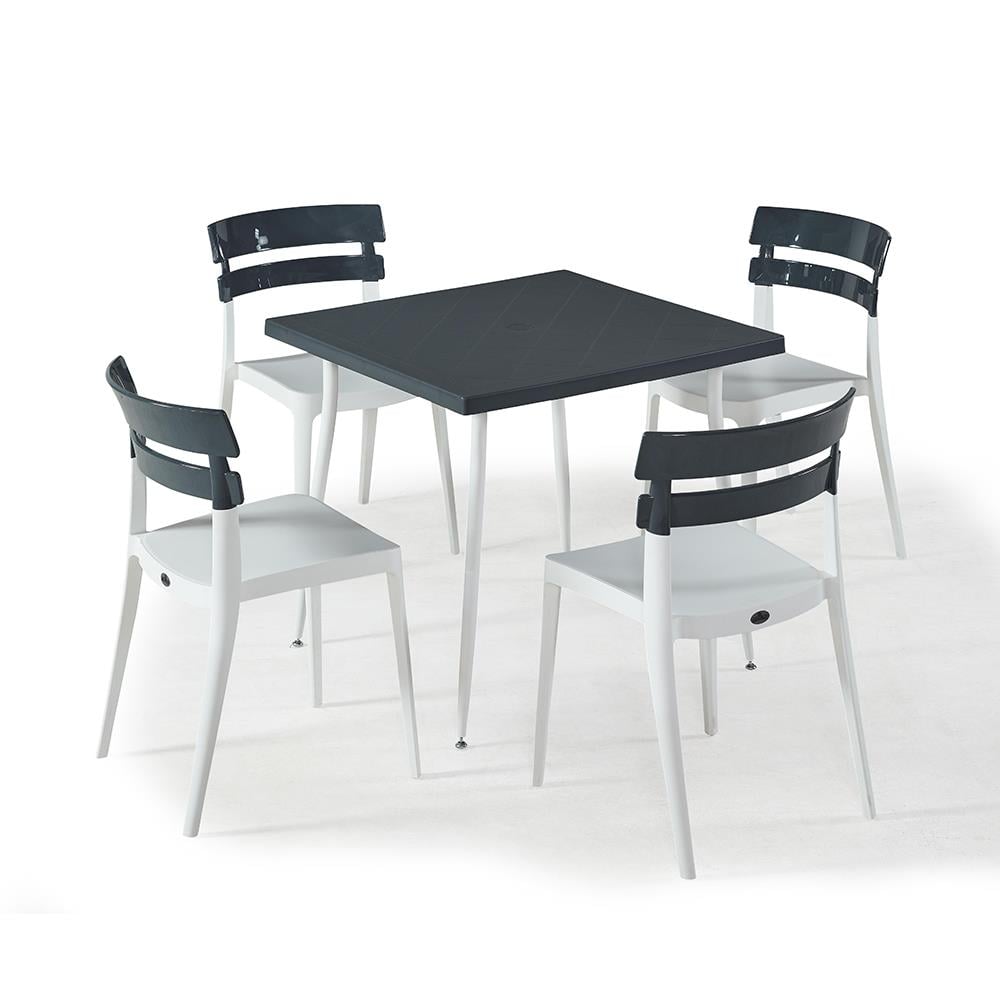 NS9 Masa Takımı 80x80 Masa + 4 Siyah Ayaklı Koltuk NS9 Masa Takımı 80x80 Masa + 4 Siyah Ayaklı Koltuk