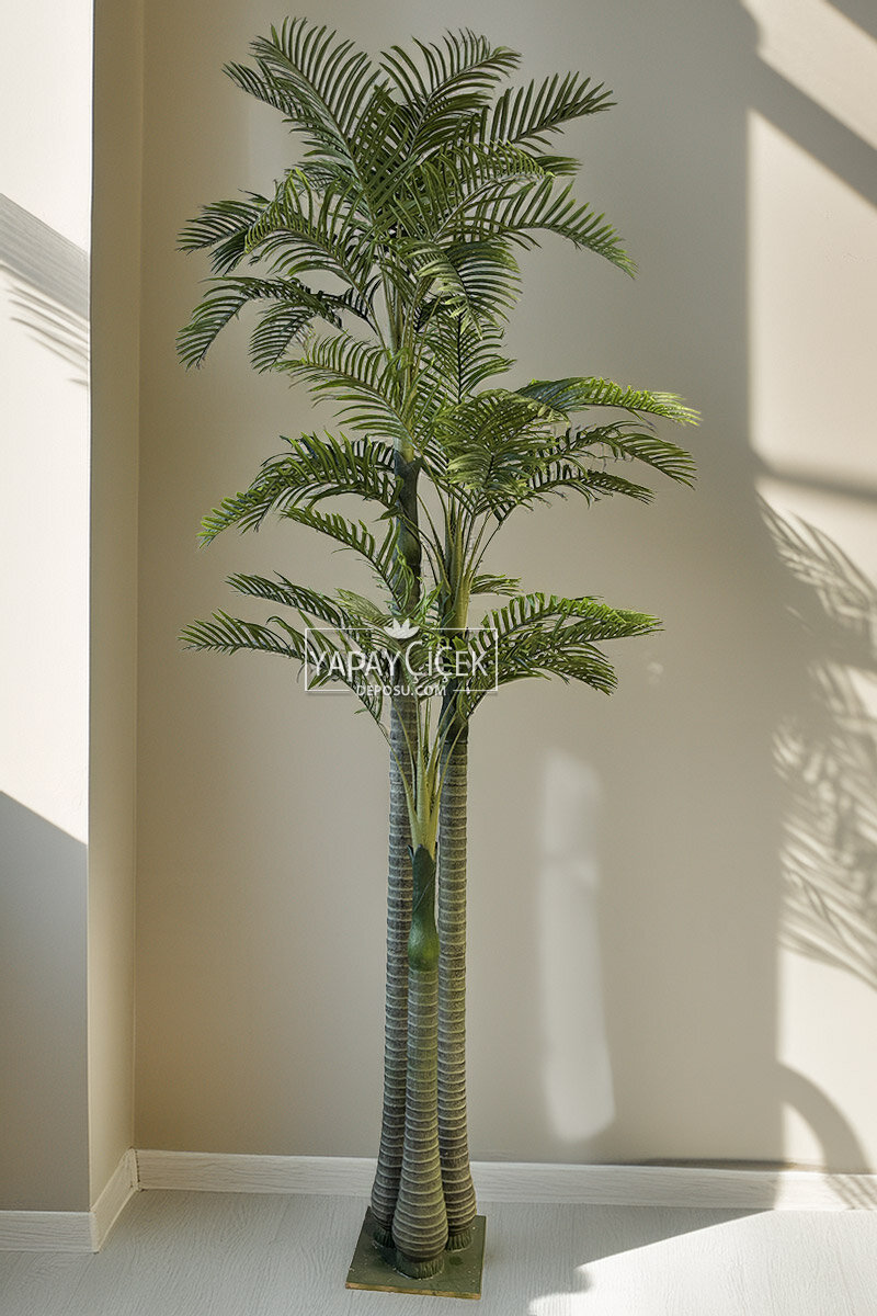 Yapay Ağaç Büyük 3 Gövde Dev Areka Palmiyesi 350 cm