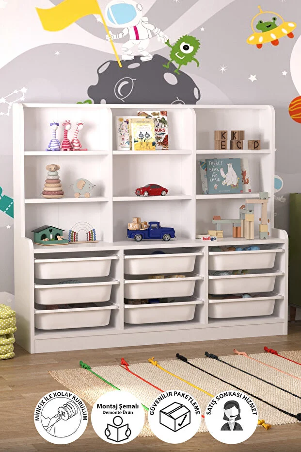 Almina 9 Sepetli 9 Raflı Dolap Çok Amaçlı Dolap Oyuncak Dolabı Almina Beyaz Almina 9 Sepetli 9 Raflı Dolap Çok Amaçlı Dolap Oyuncak Dolabı Almina Beyaz