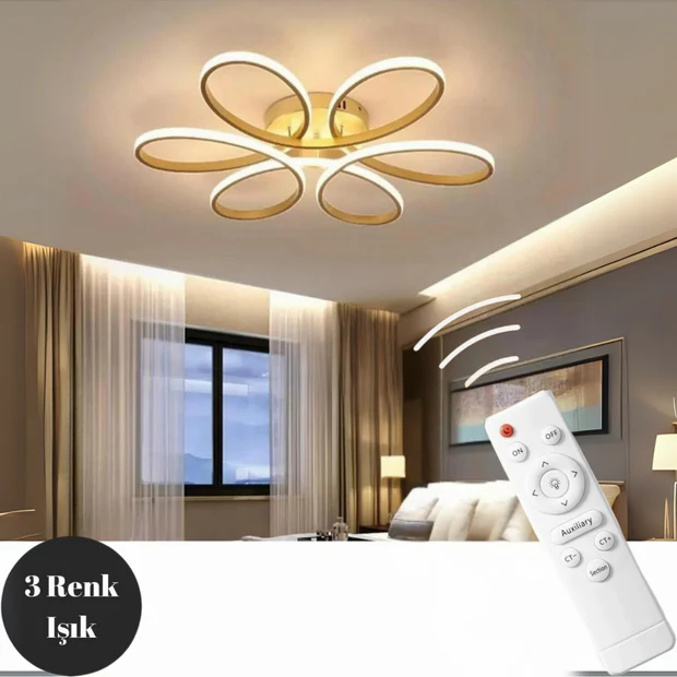 Eskitme Plafonyer Modern Kumandalı 3 Renk Işık Ledli Avize Eskitme Plafonyer Modern Kumandalı 3 Renk Işık Ledli Avize