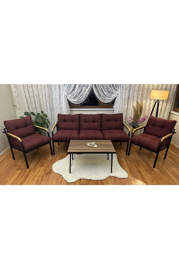 Style Home Erciyes Balkon, Bahçe, Cafe - Metal Kanepe Koltuk Takımı - 3 1 1 Sehpa