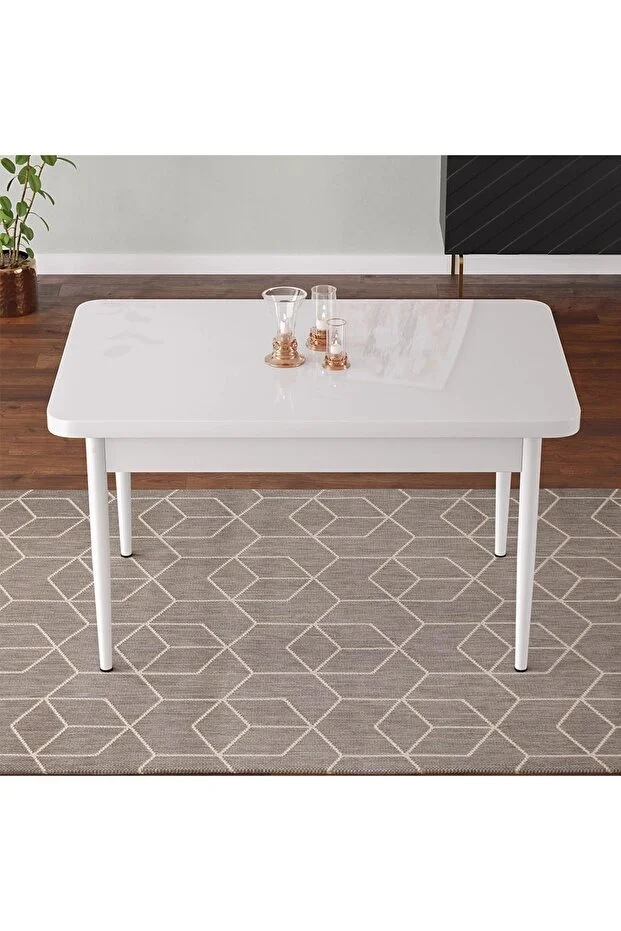 Mdf 70x110 Beyaz Masa Sabit Mutfak Masası, Yemek Masası