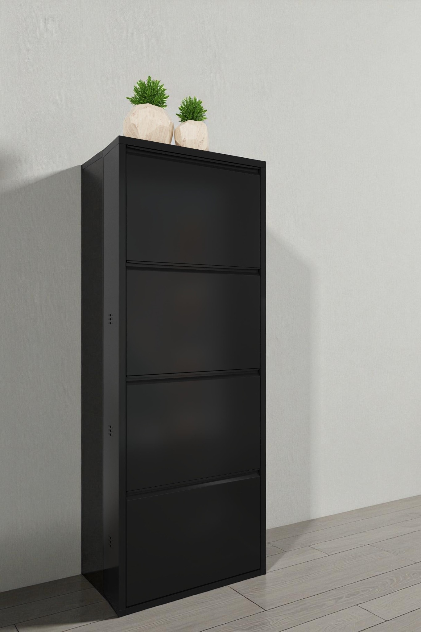 Dörtlü Metal Ayakkabılık Siyah