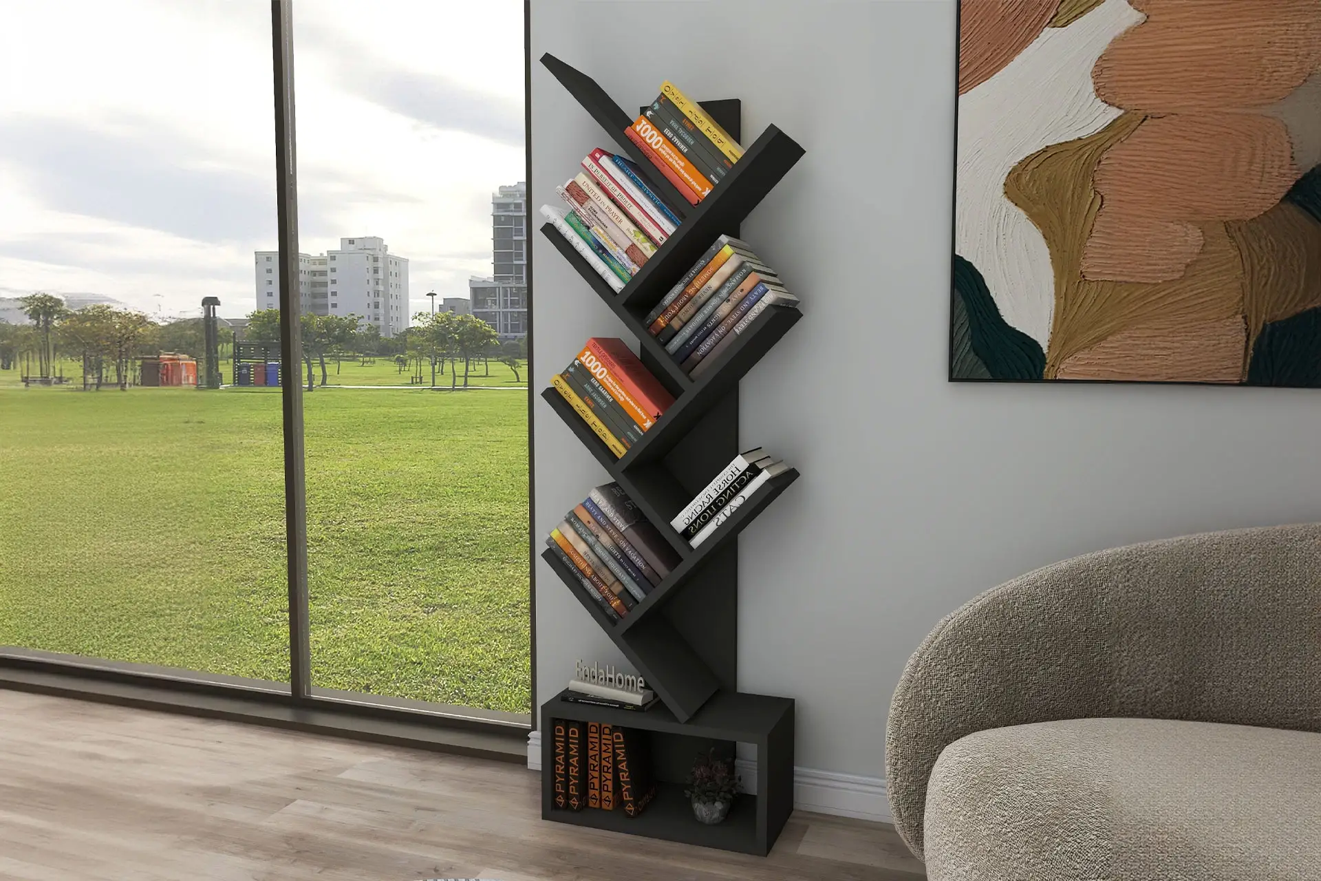 8 Raflı Zikzak Kitaplık 8 Raflı Zikzak Kitaplık