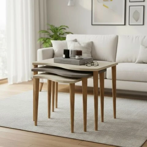 Gofro Zigon Sehpa Krem Cappuccino Krem