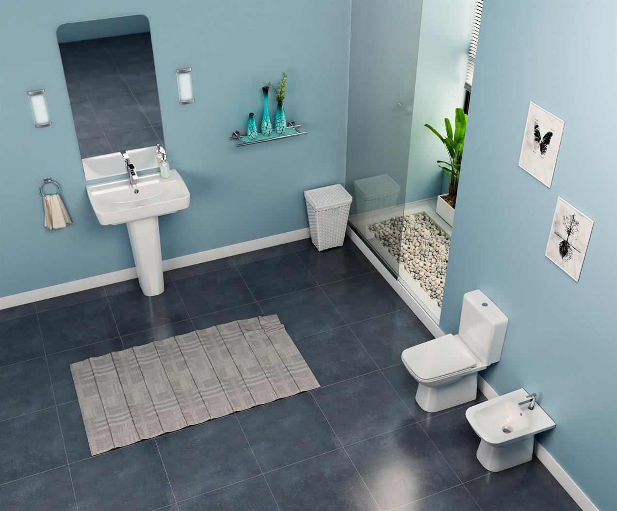 Turkuaz Duru Klozet Alttan,Rezervuar,İç Takım ve Yavaş İnce Kapak