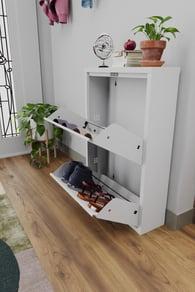 İkili Metal Ayakkabılık Beyaz Formood