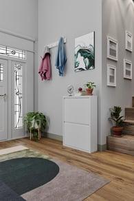 İkili Metal Ayakkabılık Beyaz Formood