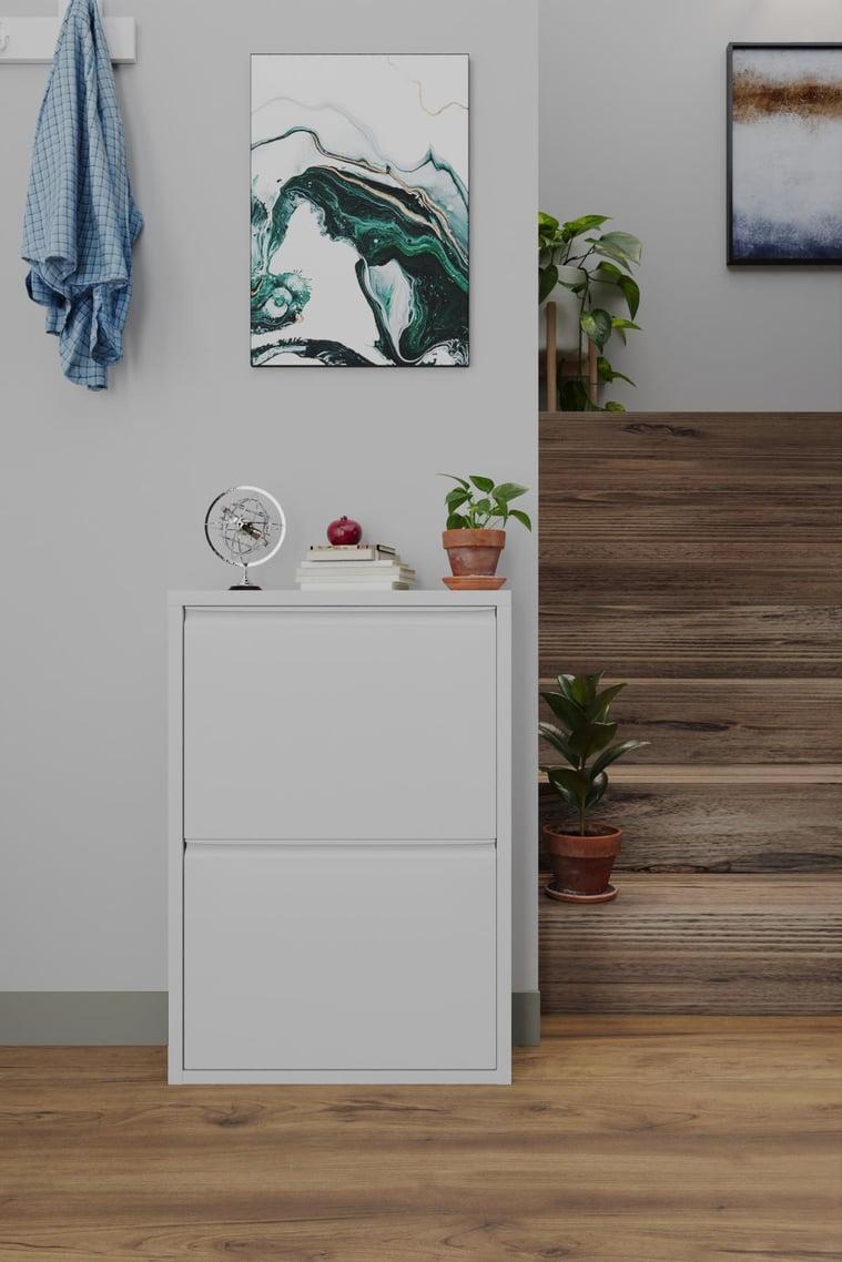 İkili Metal Ayakkabılık Beyaz Formood