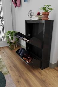 İkili Metal Ayakkabılık Siyah Formood