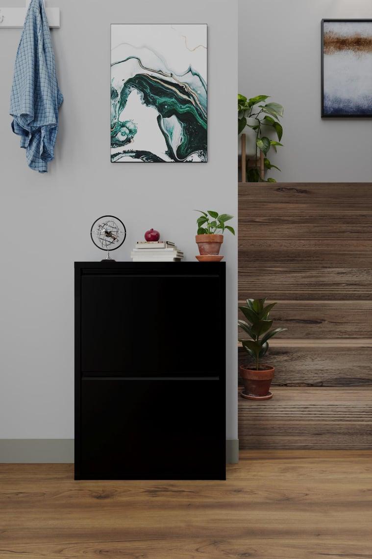 İkili Metal Ayakkabılık Siyah Formood