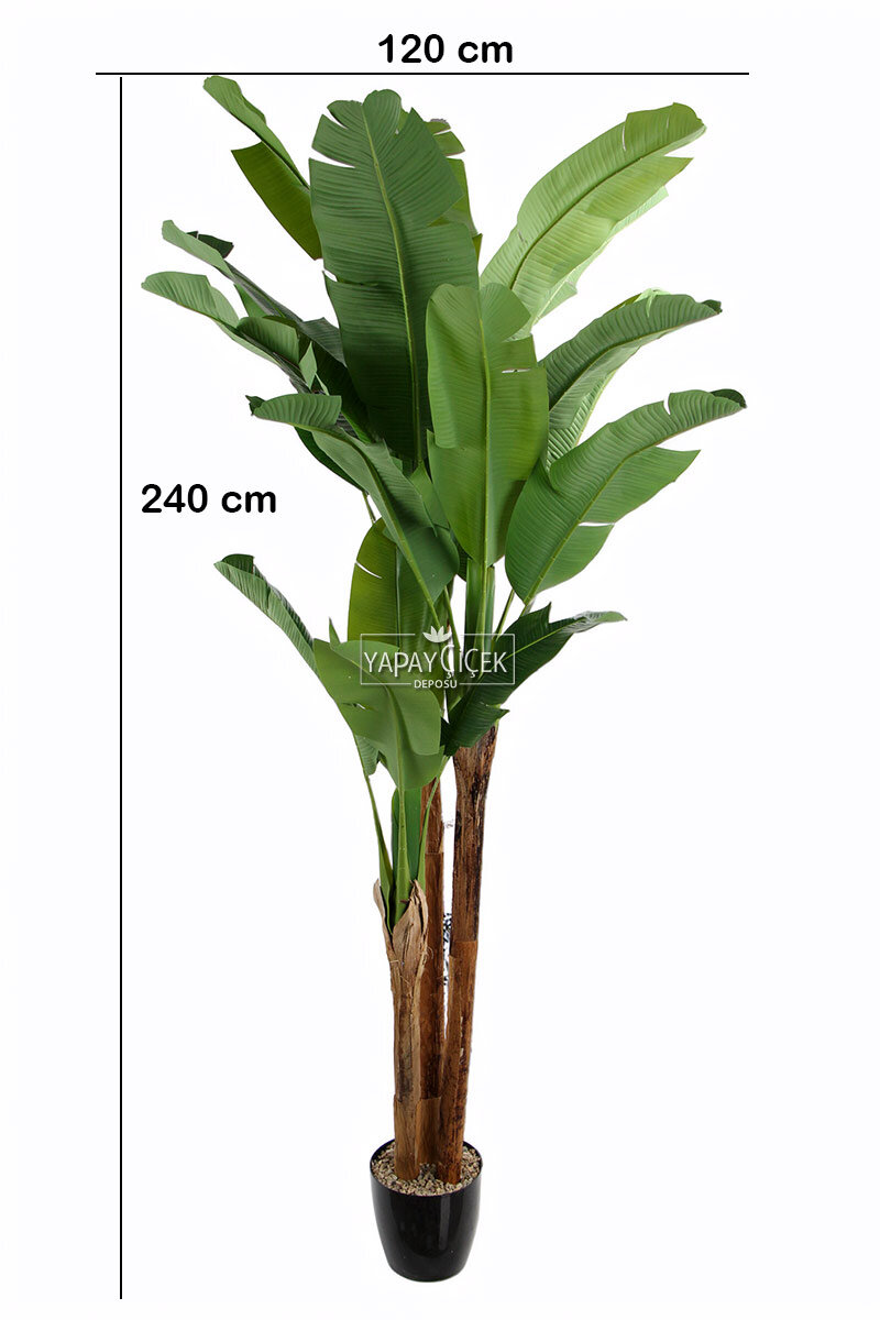 Yapay Ağaç 3 Gövde Tropik 22 Yapraklı Muz Gerçek Doku 240 cm