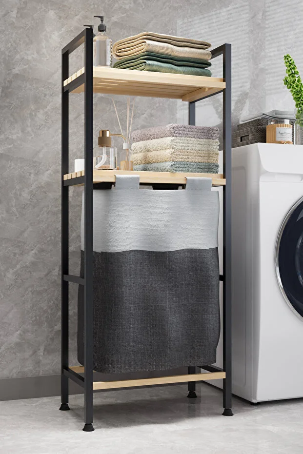 Çamaşır Sepeti Ahşap Raflı Kirli Sepeti 2 Katlı Büyük Boy Kapaklı Çok Amaçlı Banyo Düzenleyici Çamaşır Sepeti Ahşap Raflı Kirli Sepeti 2 Katlı Büyük Boy Kapaklı Çok Amaçlı Banyo Düzenleyici