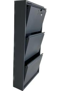 Kilitli 3'Lü Metal Ayakkabılık - Antrasit - Ral 7016