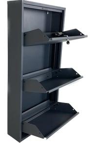 Kilitli 3'Lü Metal Ayakkabılık - Antrasit - Ral 7016