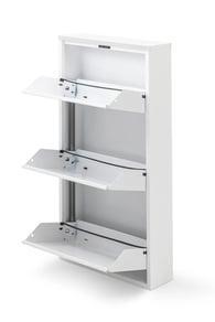 Kilitli 3'Lü Metal Ayakkabılık - Beyaz - Ral 9016