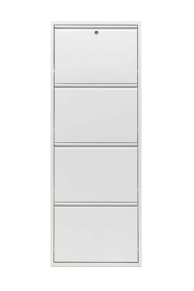 Kilitli 4'Lü Metal Ayakkabılık - Beyaz - Ral 9016