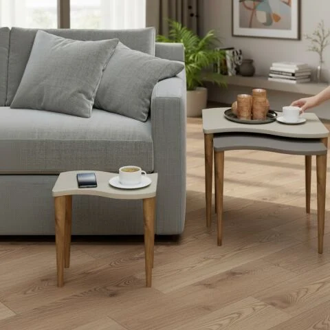 Gofro Zigon Sehpa Krem Cappuccino Krem