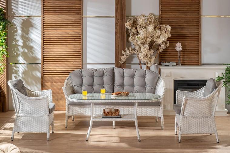 Mihenk Rattan Bahçe Mobilyası  3'lü Takım  Gri