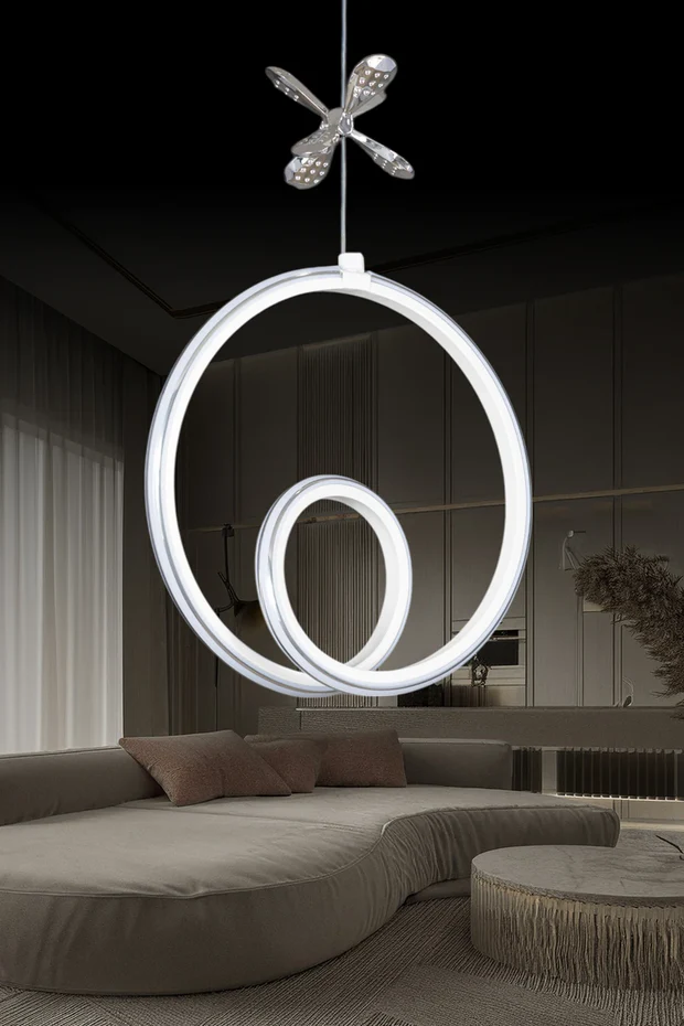 Yakamoz Beyaz Kumandalı 3 Renk Ledli Krom Çizgili Krom Kelebekli Sarkıt Özel Tasarım Avize Yakamoz Beyaz Kumandalı 3 Renk Ledli Krom Çizgili Krom Kelebekli Sarkıt Özel Tasarım Avize