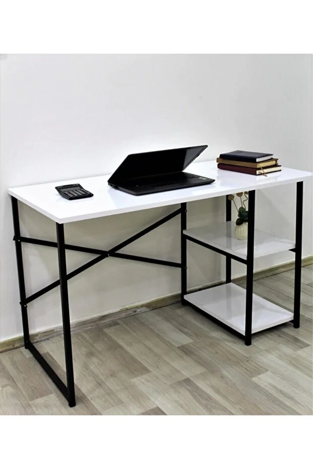 Beyaz Renk Metal Çalışma Ofis Bilgisayar Laptop Masası 60x120