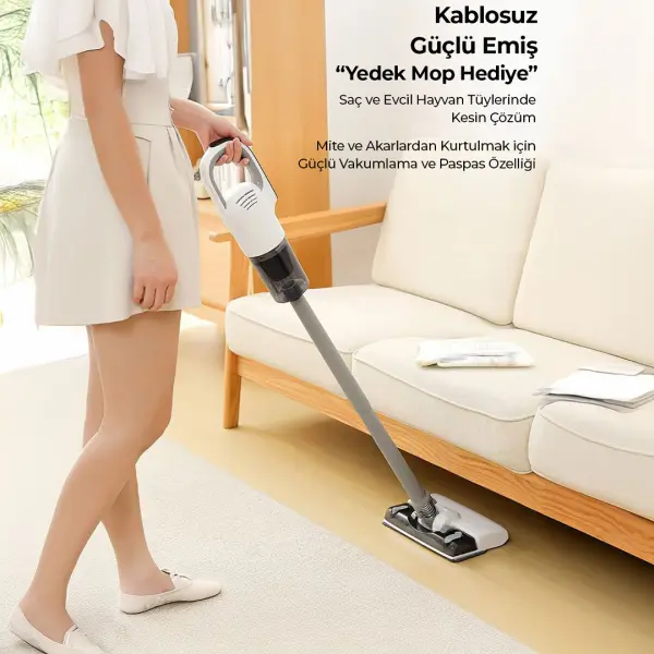 robo Islak Kuru Şarjlı Dikey Süpürge