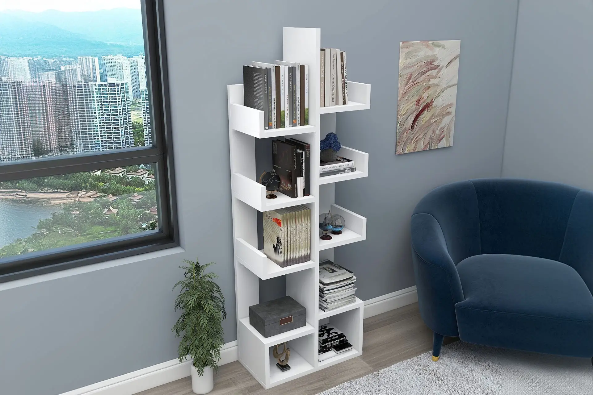 10 Bölmeli Raflı Kitaplık 10 Bölmeli Raflı Kitaplık