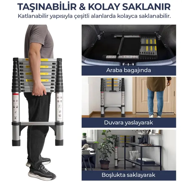 robo Paslanmaz Çelik Katlanır Merdiven 3.9 Metre