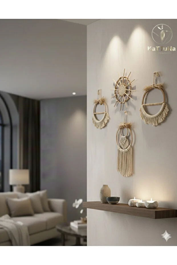 Bohem Makrome Duvar Dekorasyon Ürünü 4’lü Set Bohem Makrome Duvar Dekorasyon Ürünü 4’lü Set