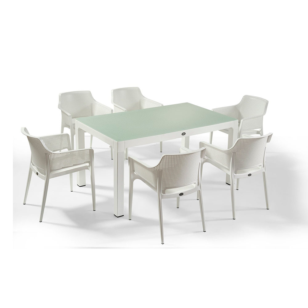 NS3 Masa Takımı 90x150 Camlı Masa + 6 Adet Koltuk NS3 Masa Takımı 90x150 Camlı Masa + 6 Adet Koltuk