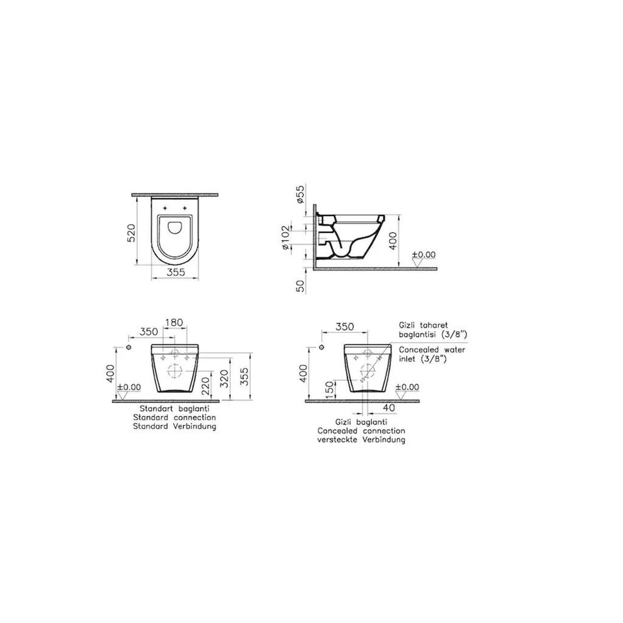Vitra S50 Asma Klozet ve Ses Yok Yavaş Kapanan Duroplast Kapak