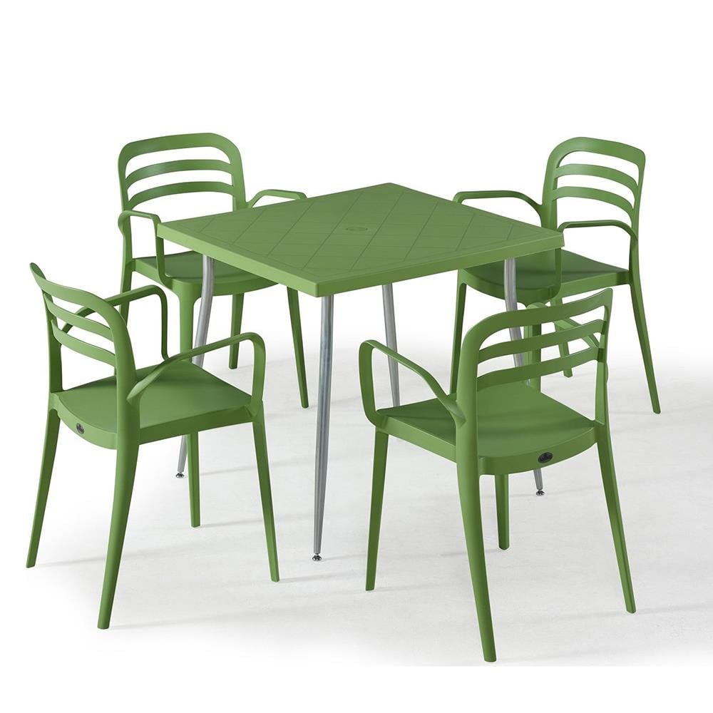 NS7 Masa Takımı 80x80 Masa + 4 Adet Renkli Sandalye