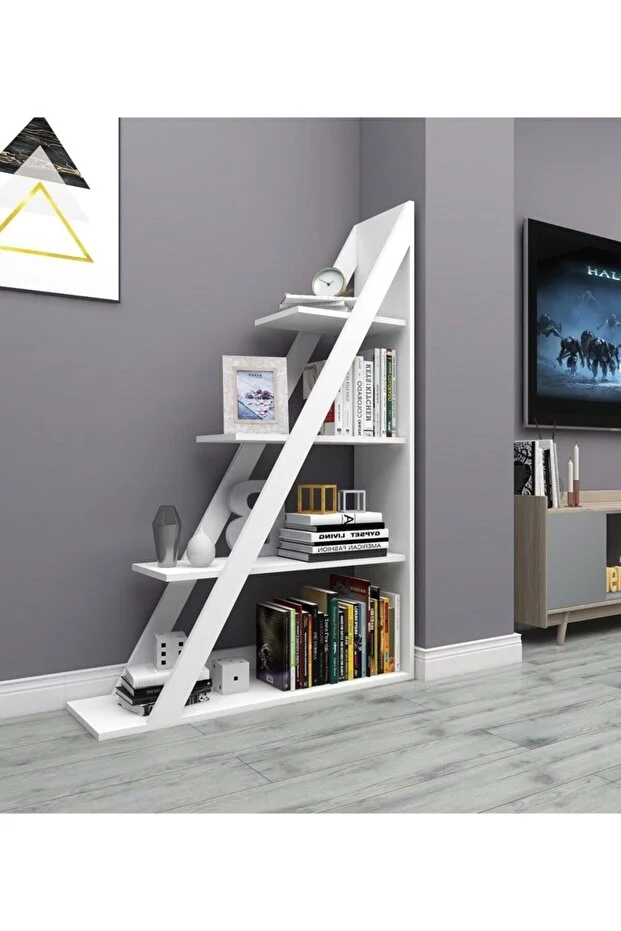 Arven 4 Raflı Kitaplık – Modern Tasarım, Antrasit-Beyaz Renkli Raf Ünitesi Arven 4 Raflı Kitaplık – Modern Tasarım, Antrasit-Beyaz Renkli Raf Ünitesi