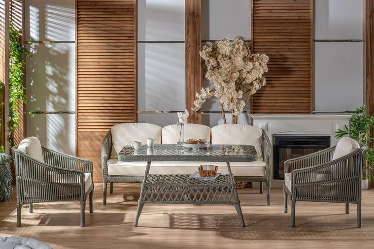 Santana Rattan Bahçe Mobilyası  3'lü Takım  Füme