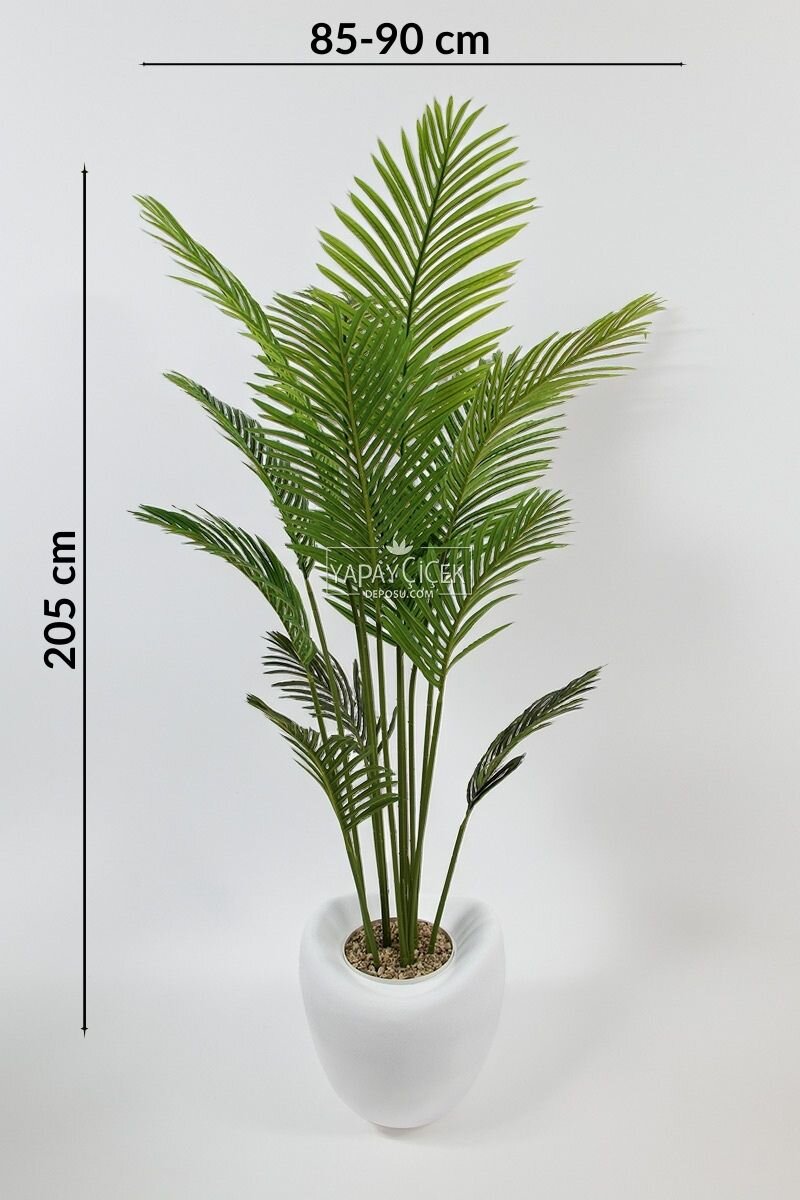 Yapay Ağaç Dinazor Yumurtası Saksıda Areka Palmiye Ağacı 205 cm Beyaz