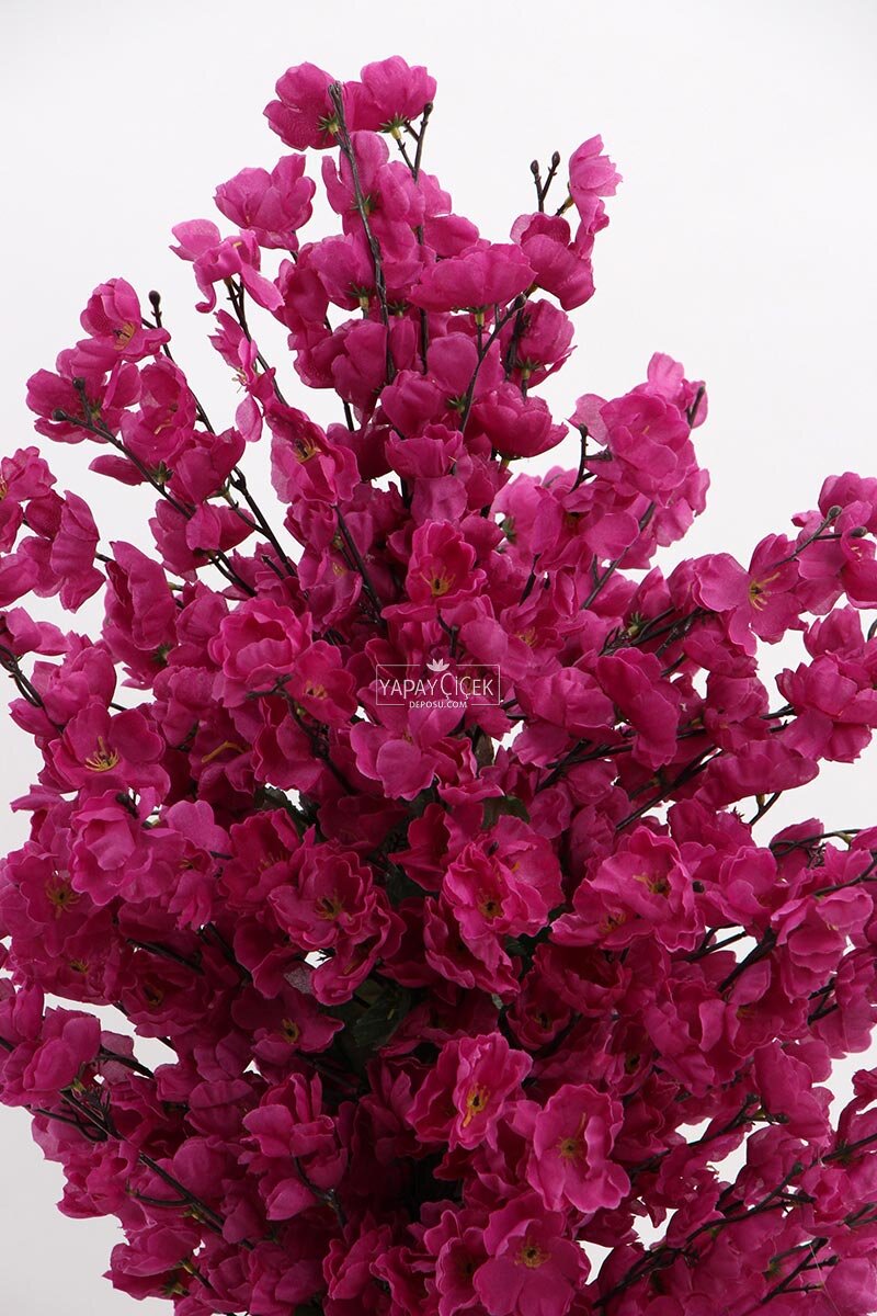 Saksıda Yapay 2 Gövdeli Bahar Dalı Ağacı 100 cm Mor