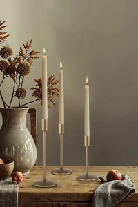 3'lü Eskitme Mumluk Takımı, Dekoratif Ev Aksesuarı, Paslanmaz Şamdan Seti