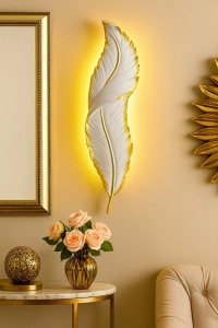 Tüy Aplik Led'li Pilli Dekoratif Duvar Dekoru 60x15 Ölçülerinde