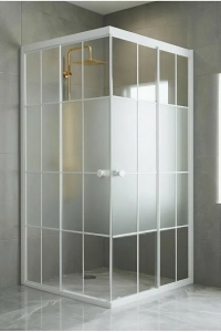 Duşakabin Kare Ortası Buzlu Beyaz Çizgi Cam