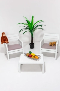 Home 1+ 1 S 2 Kişilik Minderli Bahçe Balkon Oturma Takımı -beyaz