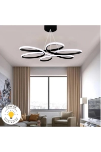 Nipul Siyah Sarkıt Modern Kumandalı 3 Renk Ledli Avize