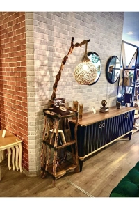 Ağaç Lambader 175-180 Cm Kütüphane Kitaplık Raflı 