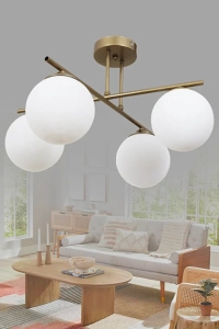 Jade Elegance 4’lü Avize – Eskitme & Beyaz Cam