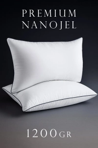 2 Adet 50x70cm Nano Jel Lüks Yastık | 1200gr Anti-alerjik Pamuklu Yastık Seti 2'li