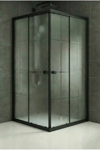 Duşakabin Kare Siyah Kumlama Karomat Desen Cam